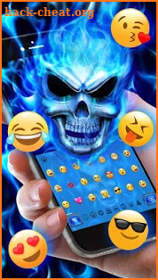 Blue Fire Flaming Skull Keyboard screenshot