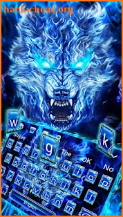 Blue Fire Grim Wolf Keyboard Theme screenshot