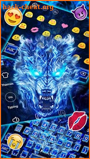 Blue Fire Grim Wolf Keyboard Theme screenshot