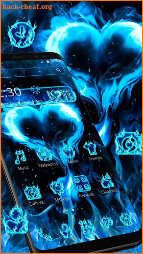 Blue Fire Heart Theme screenshot