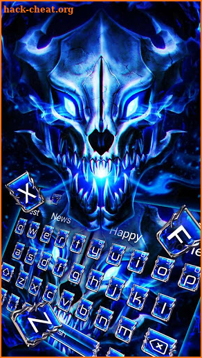 Blue Fire Wolf Skull Keyboard Theme screenshot