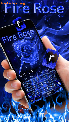 Blue Flaming Fire Rose keyboard Theme screenshot