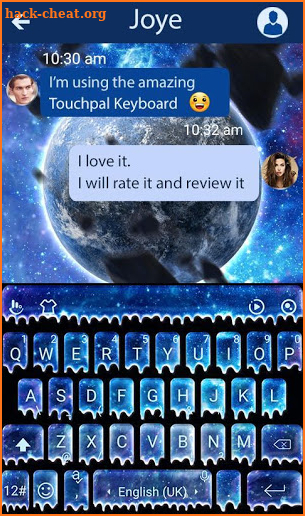 Blue Galaxy Droplets Keyboard Theme screenshot