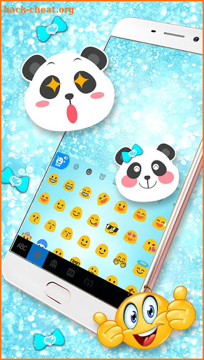 Blue Glitter Baby Panda Keyboard Theme screenshot