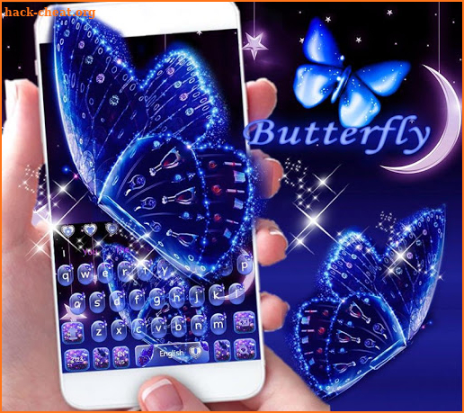 Blue Glitter Butterfly Keyboard Theme screenshot