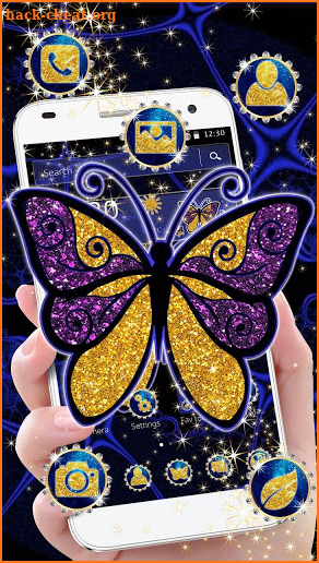 Blue Glitter Butterfly Theme screenshot