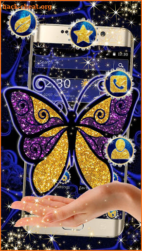 Blue Glitter Butterfly Theme screenshot