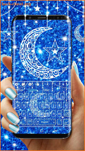 Blue Glitter Moon Keyboard screenshot