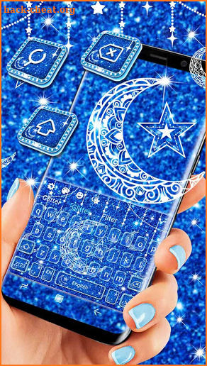 Blue Glitter Moon Keyboard screenshot