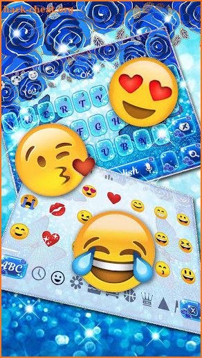 Blue Glitter Rose Butterfly Keyboard screenshot