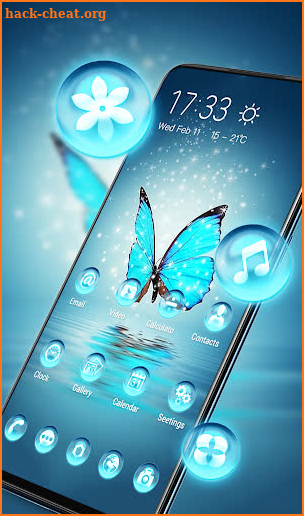 Blue-green crystal butterfly glitter theme 2019 screenshot