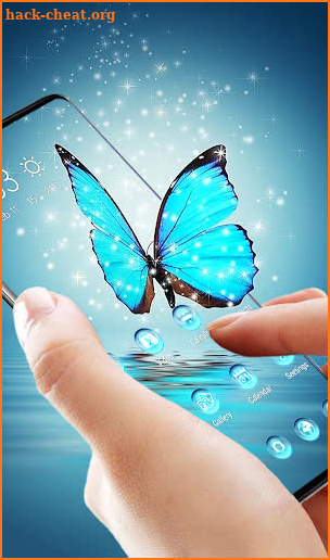 Blue-green crystal butterfly glitter theme 2019 screenshot