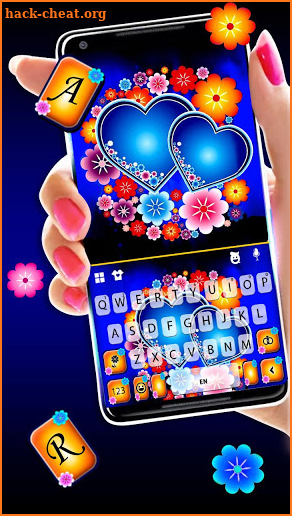 Blue Hearts Love Keyboard Theme screenshot