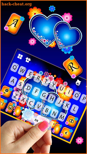 Blue Hearts Love Keyboard Theme screenshot