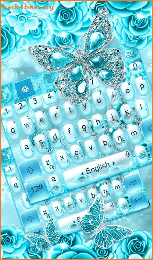 Blue Luxury Diamond Butterfly Keyboard Theme screenshot