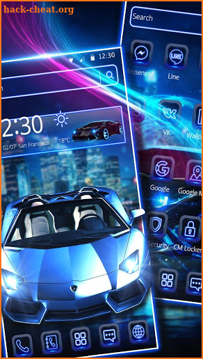 Blue Neon Car Theme screenshot