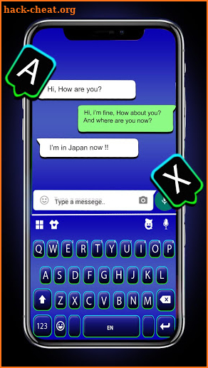 Blue Neon Chat Keyboard Background screenshot