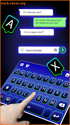 Blue Neon Chat Keyboard Background screenshot