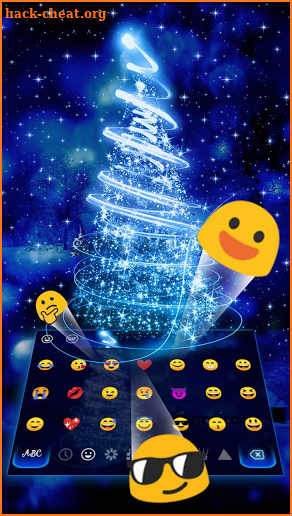 Blue Neon Christmas Tree Keyboard screenshot