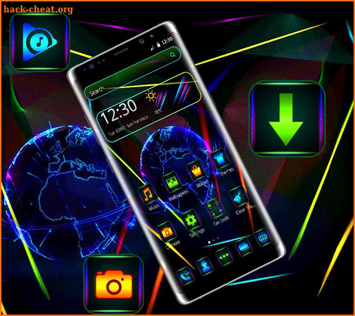 Blue Neon Earth Theme screenshot