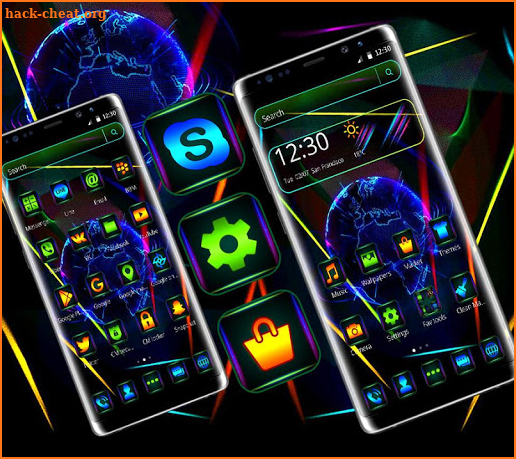 Blue Neon Earth Theme screenshot