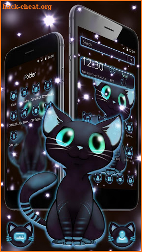 Blue Neon Glow Kitty Theme screenshot