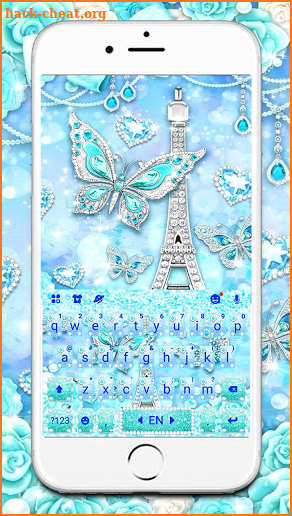 Blue Paris Butterfly Keyboard Theme screenshot