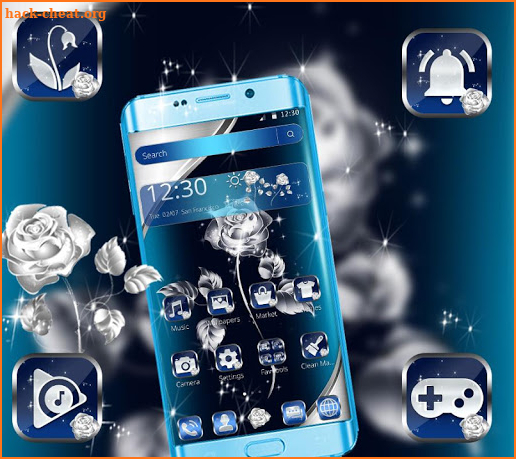 Blue Silver Rose Theme screenshot