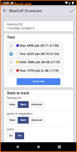 BlueGolf Scorecard screenshot