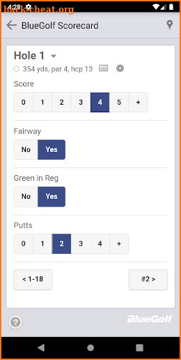 BlueGolf Scorecard screenshot