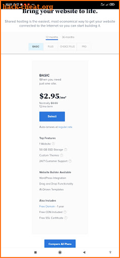 Bluehost screenshot