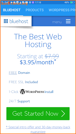 BlueHost screenshot