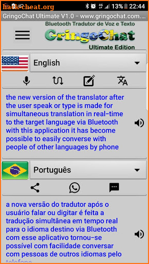 Bluetooth Simultaneous Translator Voice GringoChat screenshot