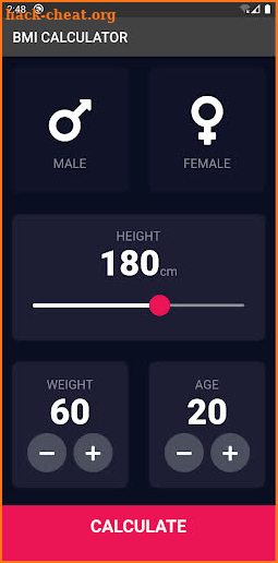 BMI calculator screenshot