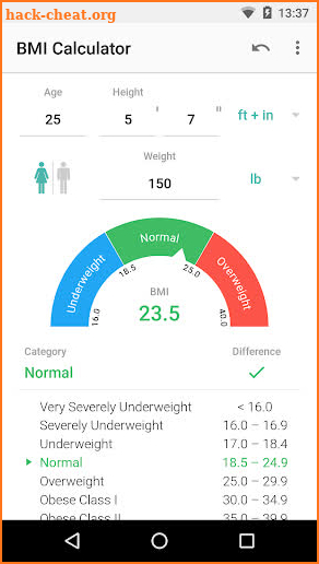 BMI Calculator screenshot