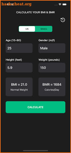 BMI Calculator + BMR screenshot