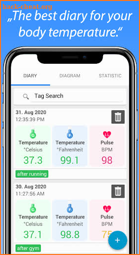 Body Temperature Fever Thermometer Diary screenshot