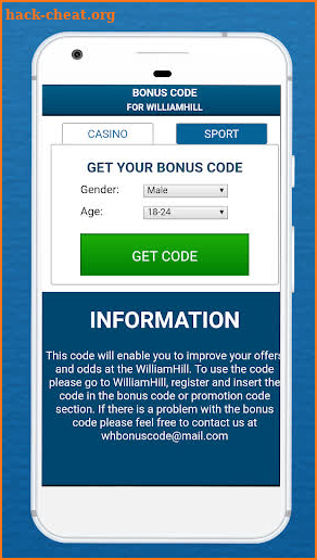 Bonus Code for the W Hill Site or Application screenshot