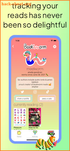 bookworm reads screenshot