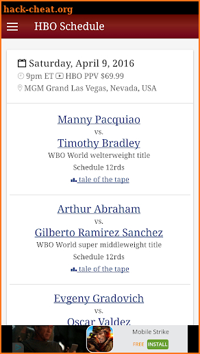 Boxing Schedule by FightNights screenshot