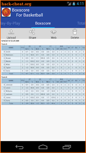 Boxscore For Basketball screenshot