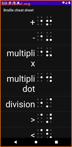 Braille cheat sheet screenshot