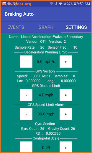 Braking Auto Records Deceleration Events screenshot