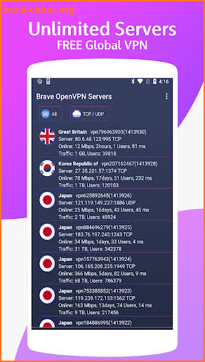 Brave OvpnSpider - OpenVPN Servers, Unlimited VPN screenshot