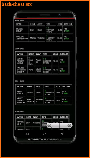 Bravo correct Scores Pro screenshot