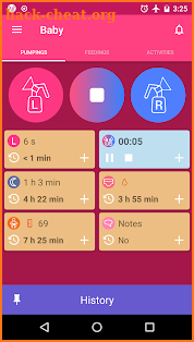 Breastfeeding tracker, pump log and baby diary screenshot