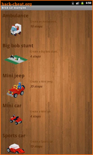 Brick car examples screenshot