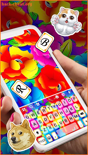 Bright Color Flowers Keyboard Background screenshot