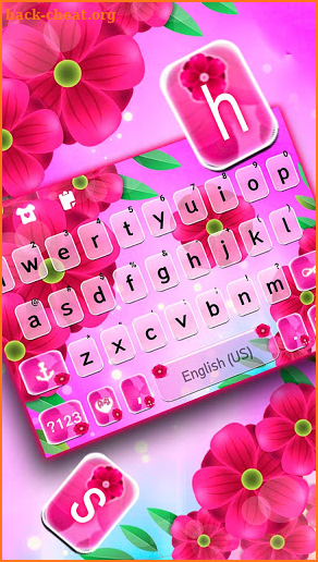 Bright Pink Floral Keyboard Background screenshot