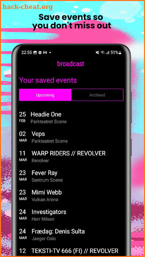 Broadcast Events screenshot